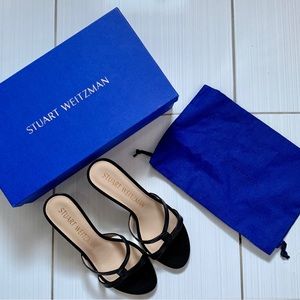 Stewart Weitzman Soirée Sleek 75 Sandal, Black, size 7.5. New in box w/dustbag.